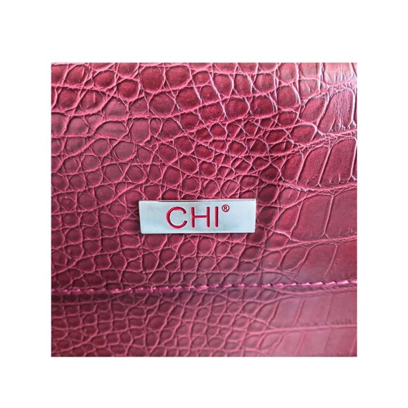 Long Clutch Maroon CHI Faux Leather Croc Texture No Strap Great Condition - Picture 2 of 5